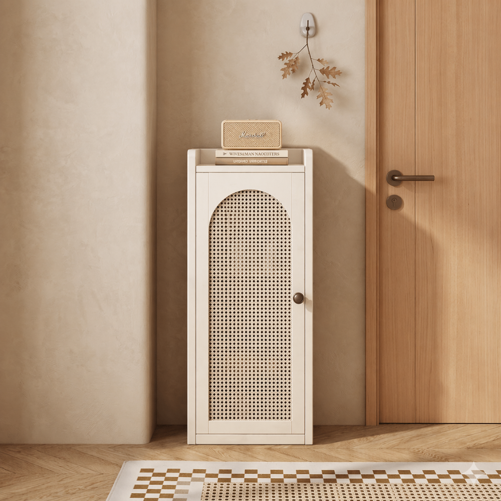 Eco-Friendly Bamboo Multi-Tier Shoe Storage Cabinet Front View