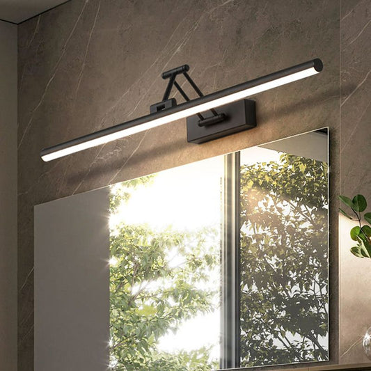 Modern black LED vanity wall lamp sleek front view