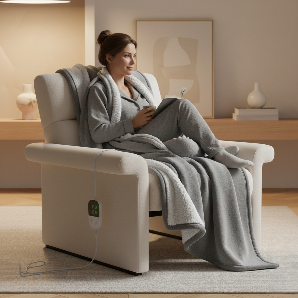 Electric Heated Throw Blanket with 6 Temperature Settings | Ridorn