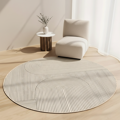 Elegant round rug plush velvet anti-slip studio view