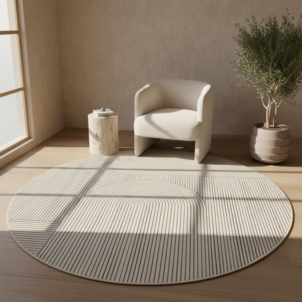 Elegant Anti-Slip Round Rug with Plush Velvet for Home Decor | Ridorn