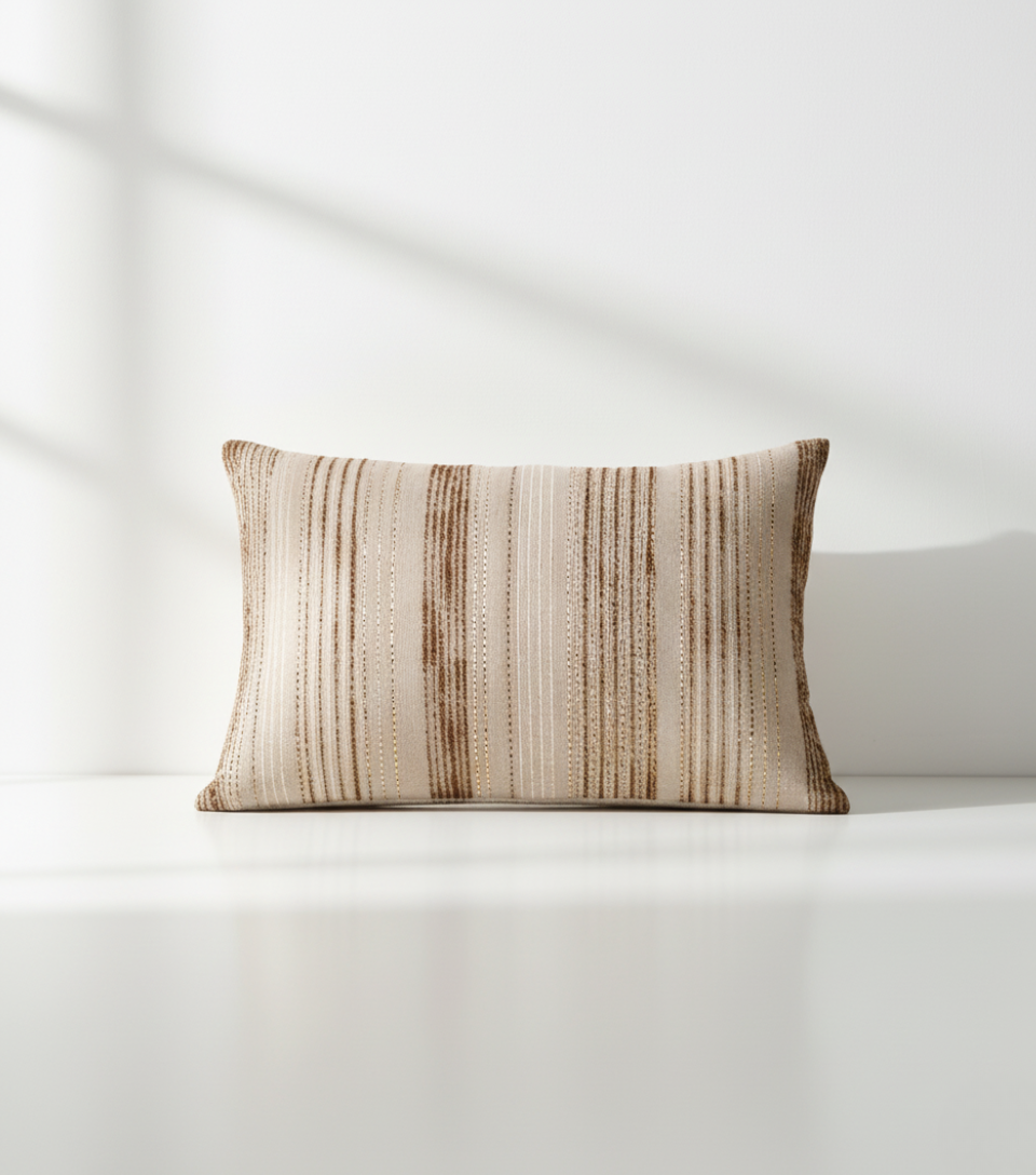 Elegant Soft Shimmer Upholstery Fabric with Vertical Lines | Ridorn-Pillow-Ridorn