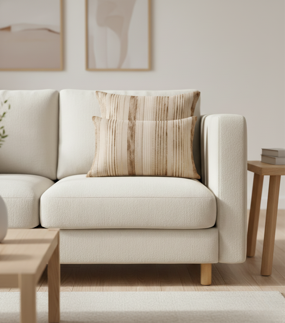 Elegant Soft Shimmer Upholstery Fabric with Vertical Lines | Ridorn-Pillow-Ridorn