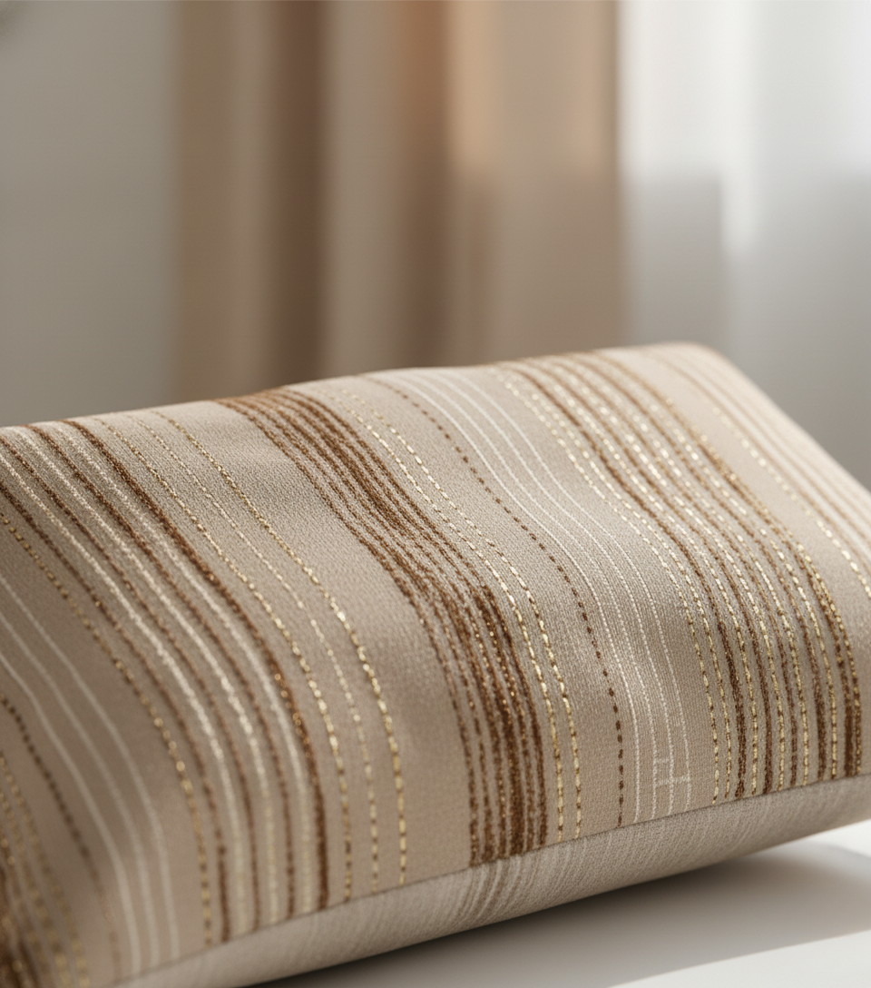 Elegant Soft Shimmer Upholstery Fabric with Vertical Lines | Ridorn-Pillow-Ridorn