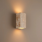 Elegant Wabi Sabi Outdoor Wall Light | Natural Travertine | Ridorn-Wall Lighting-Ridorn