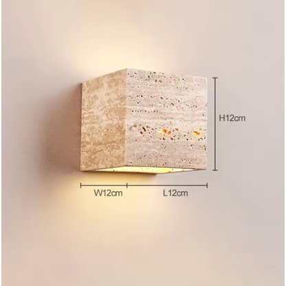 Elegant Wabi Sabi Outdoor Wall Light | Natural Travertine | Ridorn