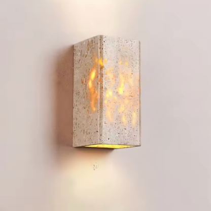 Elegant Wabi Sabi Outdoor Wall Light | Natural Travertine | Ridorn