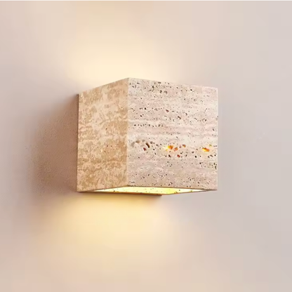 Outdoor wall light yellow travertine sleek design front view