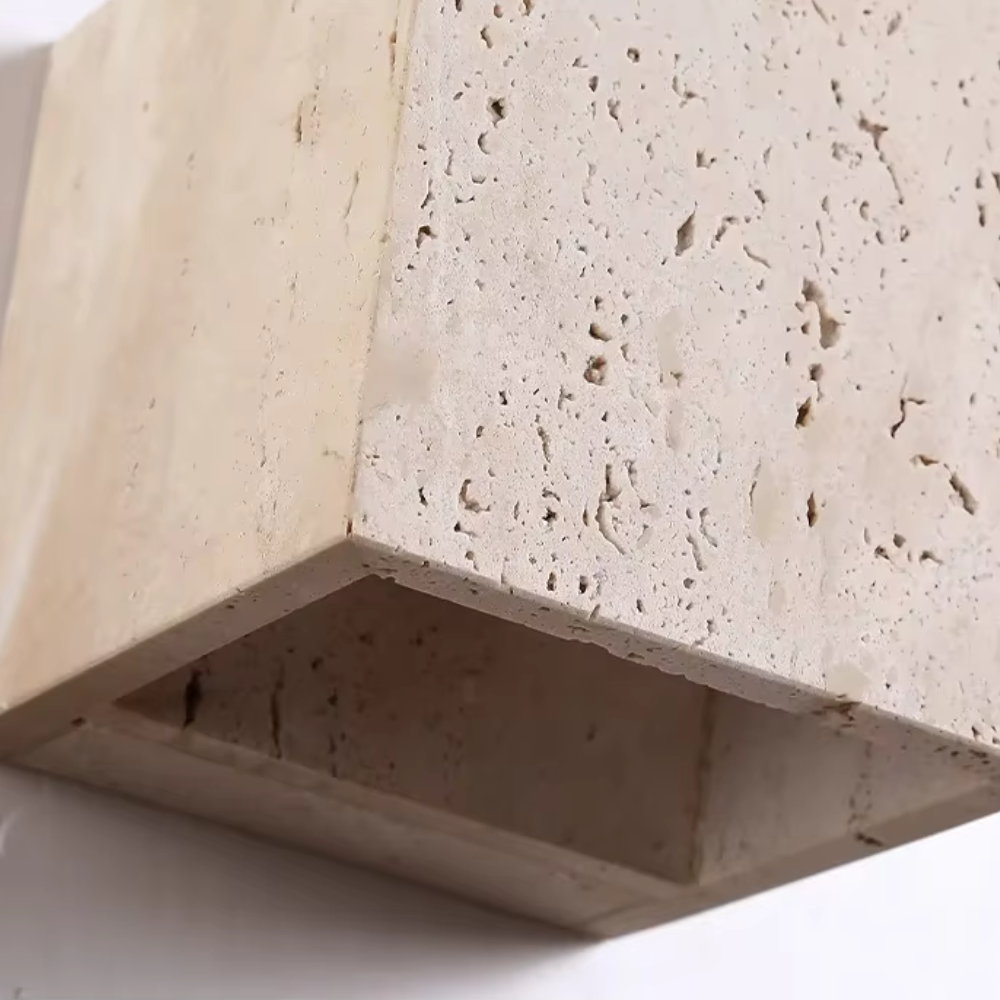 Elegant Wabi Sabi Outdoor Wall Light | Natural Travertine | Ridorn