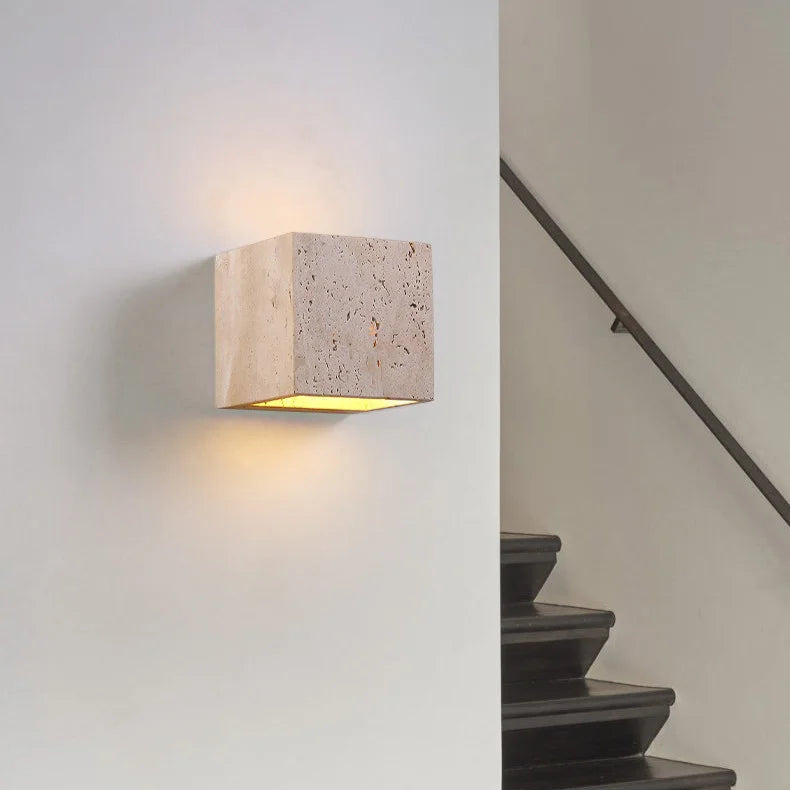 Elegant Wabi Sabi Outdoor Wall Light | Natural Travertine | Ridorn