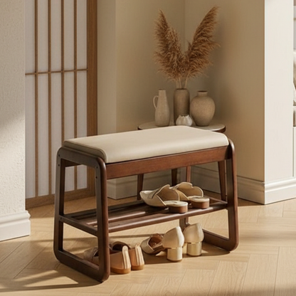 Stylish Solid Wood Shoe Storage Bench with Leather Top | Ridorn