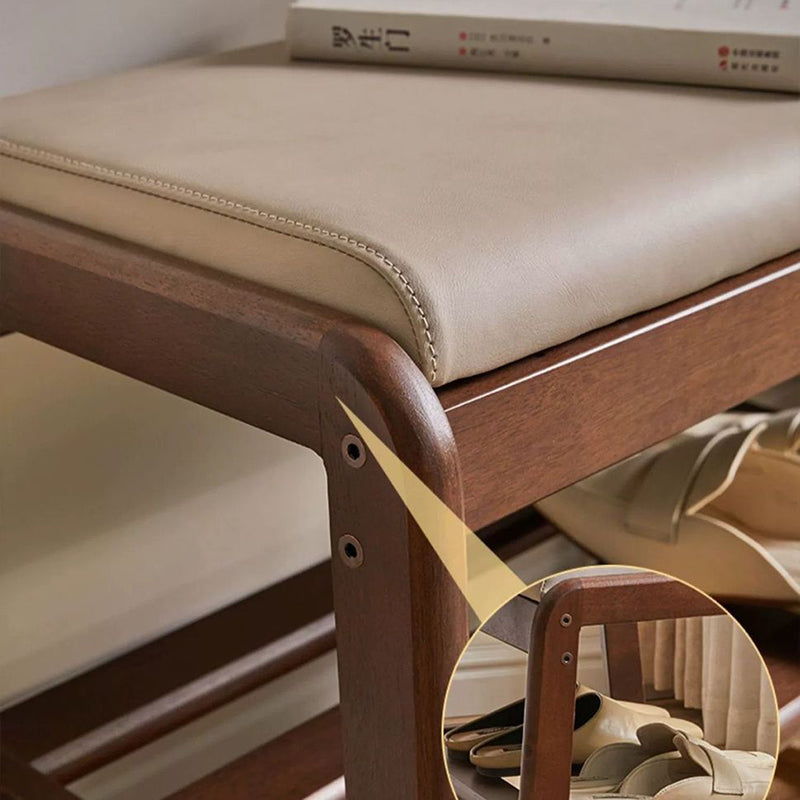 Stylish Solid Wood Shoe Storage Bench with Leather Top | Ridorn