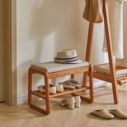 Stylish Solid Wood Shoe Storage Bench with Leather Top | Ridorn