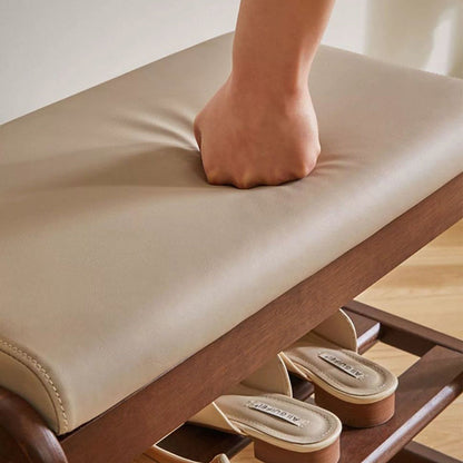 Stylish Solid Wood Shoe Storage Bench with Leather Top | Ridorn