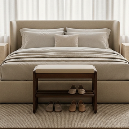 Stylish Solid Wood Shoe Storage Bench with Leather Top | Ridorn