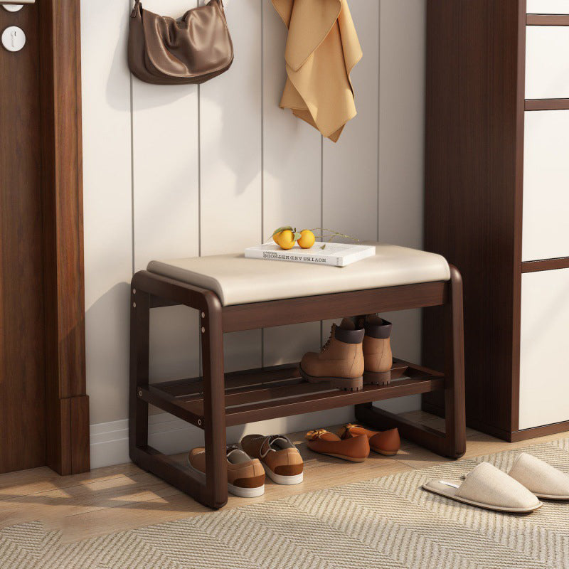 Stylish Solid Wood Shoe Storage Bench with Leather Top | Ridorn