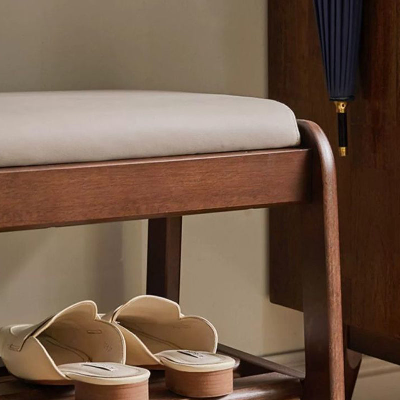 Stylish Solid Wood Shoe Storage Bench with Leather Top | Ridorn