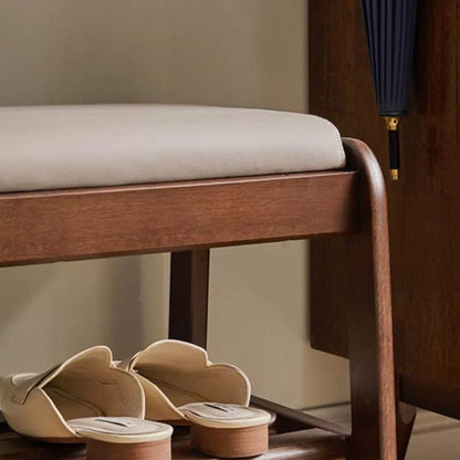 Stylish Solid Wood Shoe Storage Bench with Leather Top | Ridorn