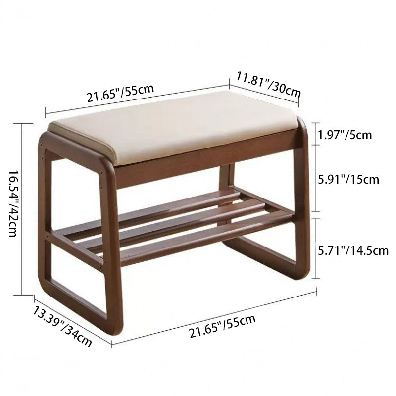 Stylish Solid Wood Shoe Storage Bench with Leather Top | Ridorn