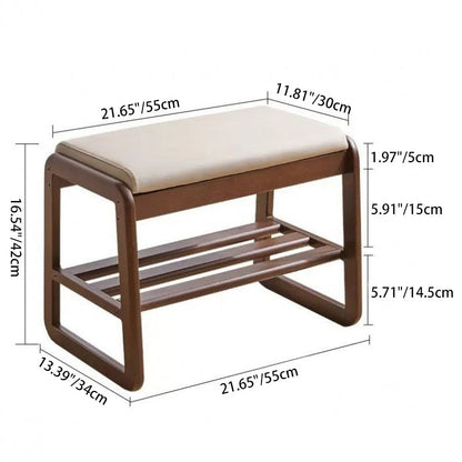 Stylish Solid Wood Shoe Storage Bench with Leather Top | Ridorn