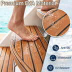 EVA Boat Flooring Sheet, Self-Adhesive Teak Look Marine Deck Pad, Non-Slip-Ridorn