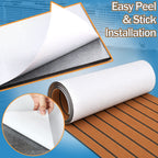 EVA Boat Flooring Sheet, Self-Adhesive Teak Look Marine Deck Pad, Non-Slip-Ridorn