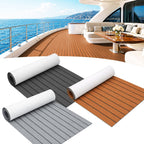 EVA Boat Flooring Sheet, Self-Adhesive Teak Look Marine Deck Pad, Non-Slip-Ridorn