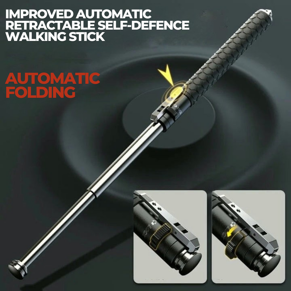 Extendable Hiking Walking Stick, Automatic Telescopic Trekking Pole with Anti-Slip Grip-Ridorn