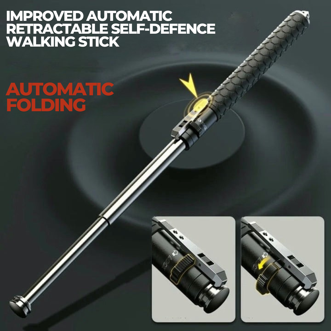 Extendable Hiking Walking Stick, Automatic Telescopic Trekking Pole with Anti-Slip Grip-Ridorn