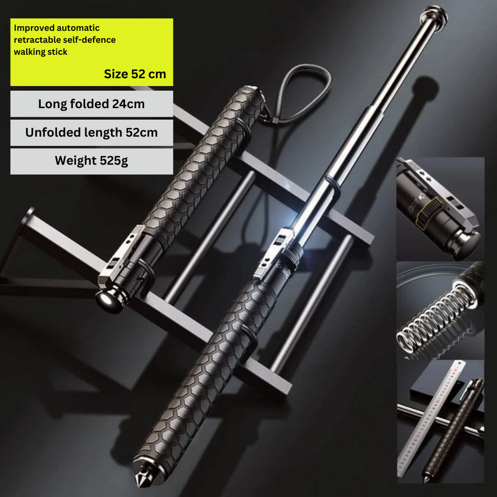 Extendable Hiking Walking Stick, Automatic Telescopic Trekking Pole with Anti-Slip Grip-Ridorn