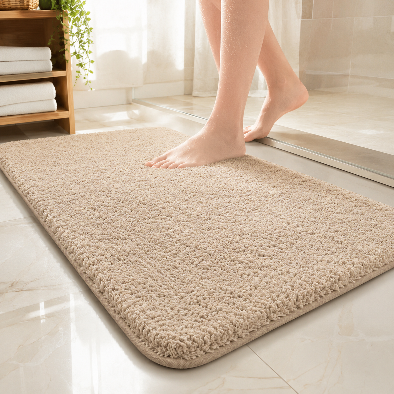 Extra Thick Microfiber Bath Mat, Soft Non-Slip Absorbent Bathroom Rug