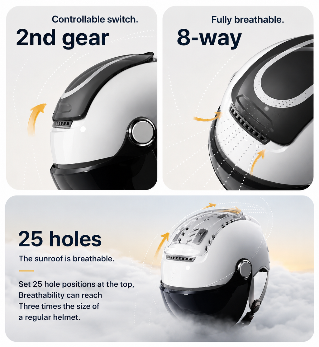 Motorcycle Half Helmet with Dual Visor, Breathable Open Face Summer Riding Helmet