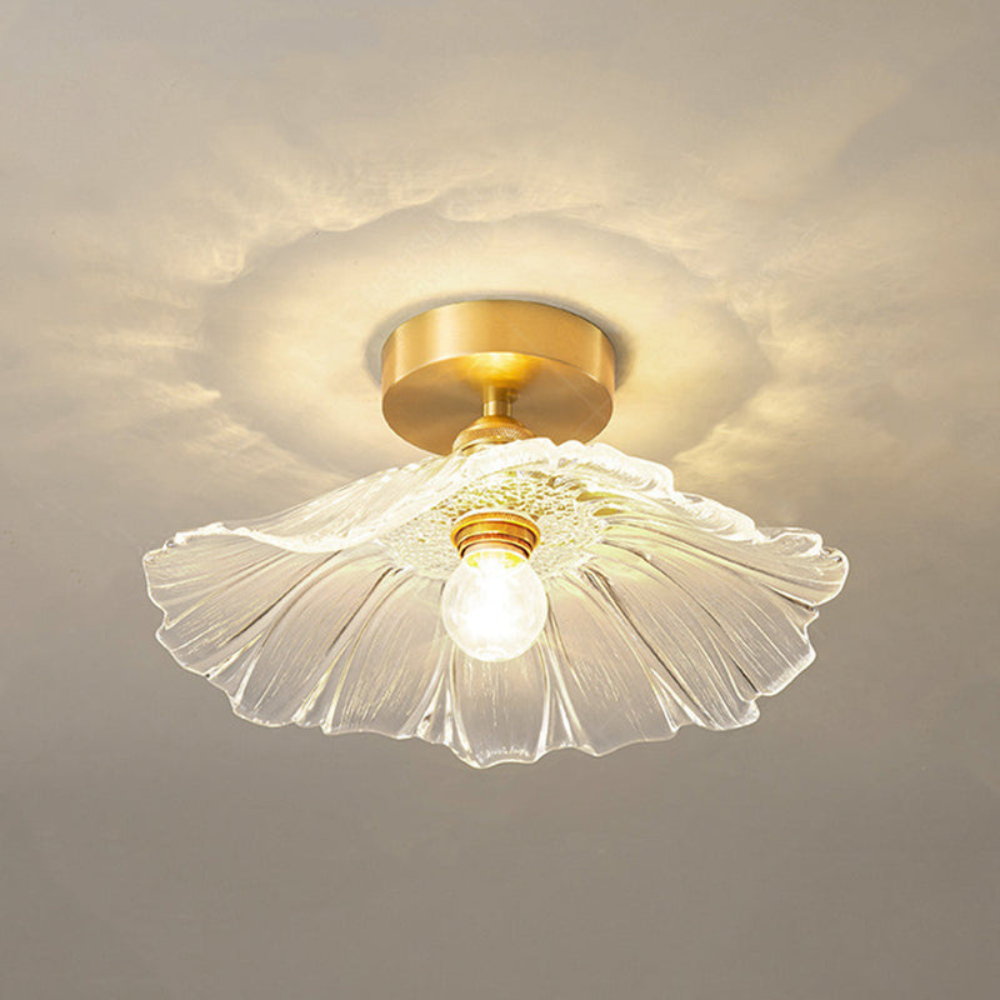 Elegant Art Deco flush mount ceiling light with petal glass shade