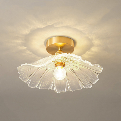 Elegant Art Deco flush mount ceiling light with petal glass shade