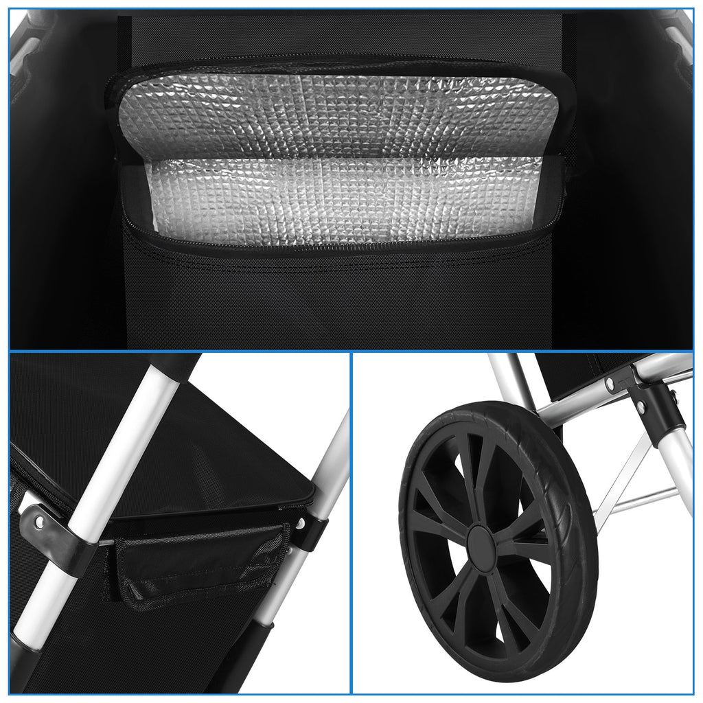 Foldable Shopping Trolley 40L, Lightweight Rolling Grocery Cart with Wheels-Ridorn