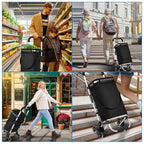 Foldable Shopping Trolley 40L, Lightweight Rolling Grocery Cart with Wheels-Ridorn