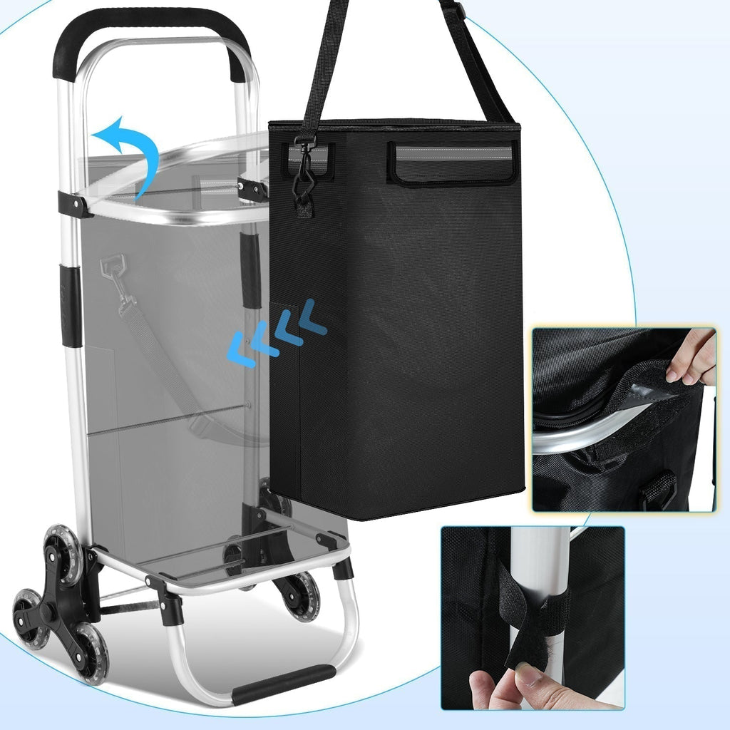 Foldable Shopping Trolley 40L, Lightweight Rolling Grocery Cart with Wheels-Ridorn