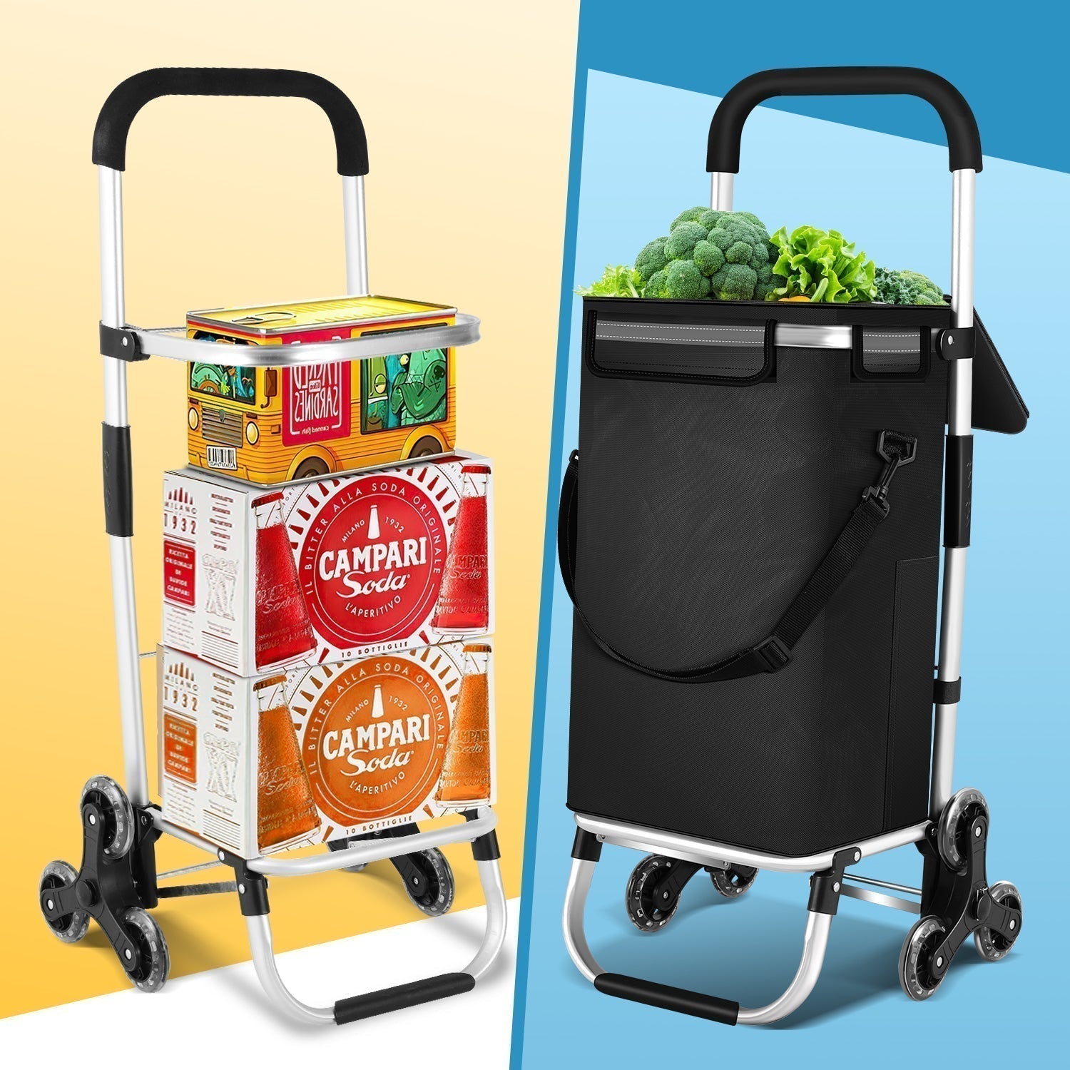 Foldable Shopping Trolley 40L, Lightweight Rolling Grocery Cart with Wheels-Ridorn