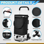 Foldable Shopping Trolley 40L, Lightweight Rolling Grocery Cart with Wheels-Ridorn