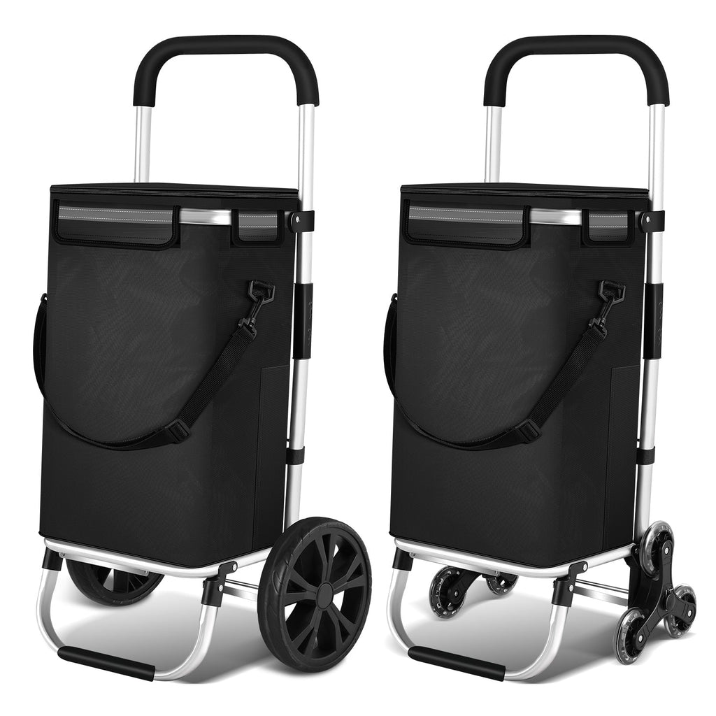 Foldable Shopping Trolley 40L, Lightweight Rolling Grocery Cart with Wheels-Ridorn