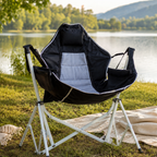 Minimalist camping chair with armrests studio view