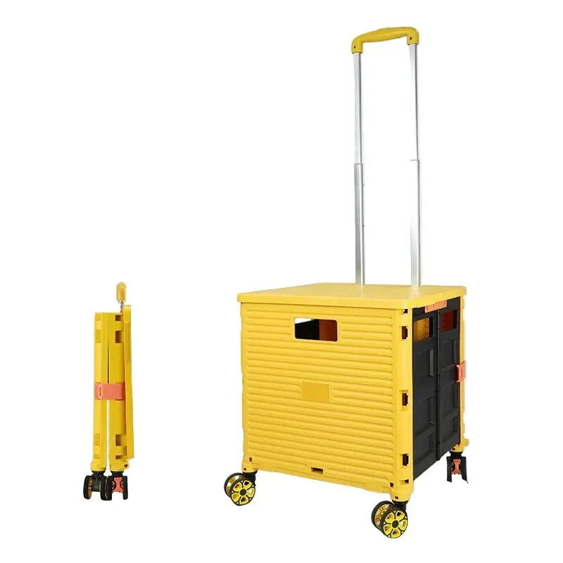 Folding Shopping Cart with Silent Wheels, Compact Lightweight Grocery Trolley-Ridorn