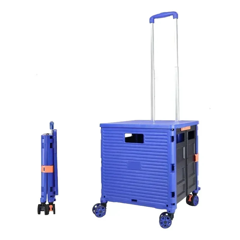 Folding Shopping Cart with Silent Wheels, Compact Lightweight Grocery Trolley-Ridorn