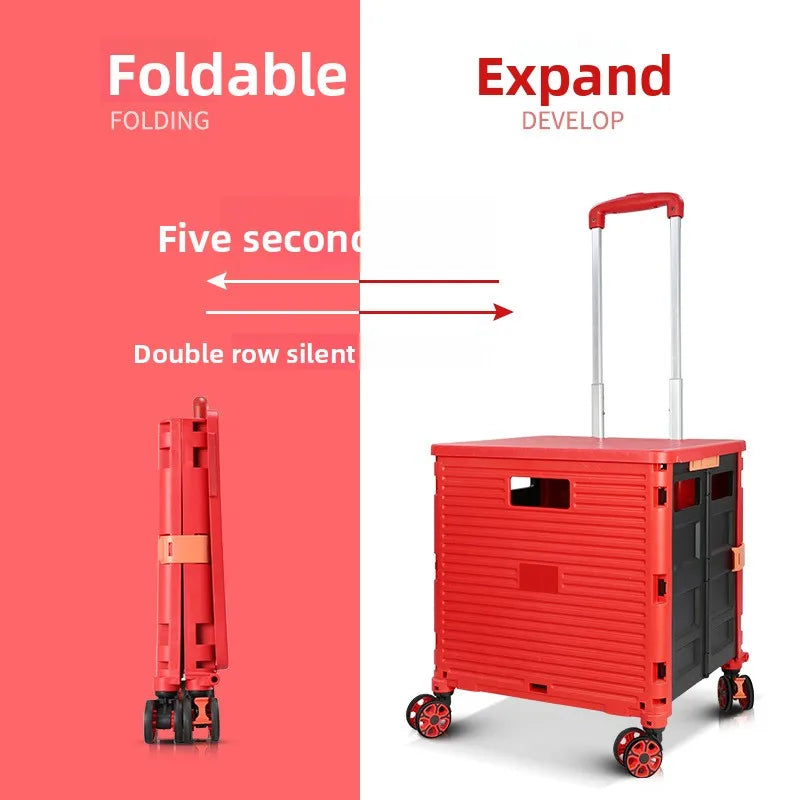 Folding Shopping Cart with Silent Wheels, Compact Lightweight Grocery Trolley-Ridorn