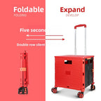 Folding Shopping Cart with Silent Wheels, Compact Lightweight Grocery Trolley-Ridorn