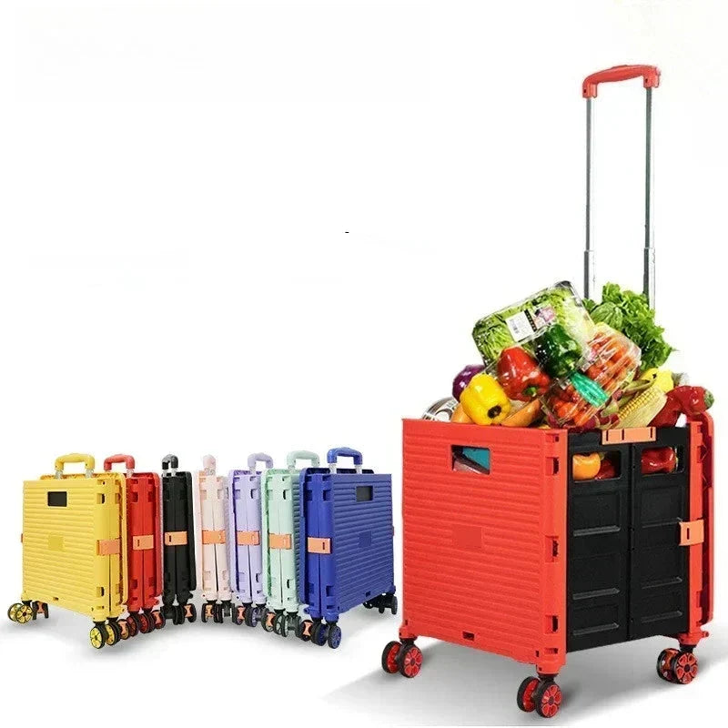 Folding Shopping Cart with Silent Wheels, Compact Lightweight Grocery Trolley-Ridorn