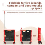 Folding Shopping Cart with Silent Wheels, Compact Lightweight Grocery Trolley-Ridorn