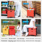 Folding Shopping Cart with Silent Wheels, Compact Lightweight Grocery Trolley-Ridorn
