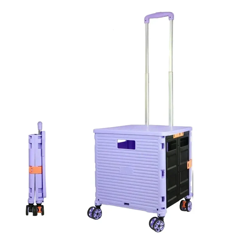 Folding Shopping Cart with Silent Wheels, Compact Lightweight Grocery Trolley-Ridorn