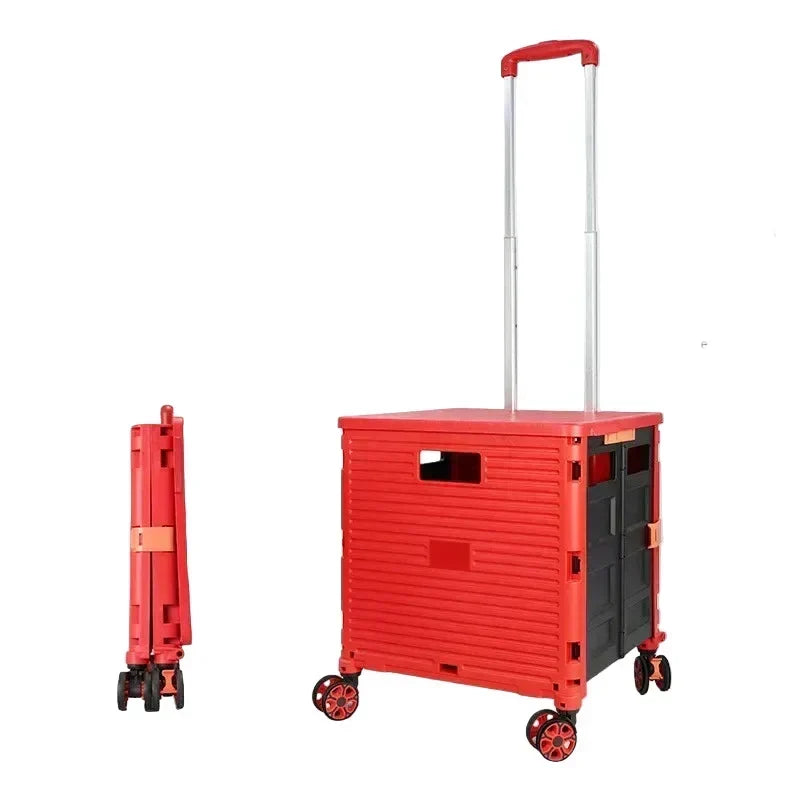 Folding Shopping Cart with Silent Wheels, Compact Lightweight Grocery Trolley-Ridorn